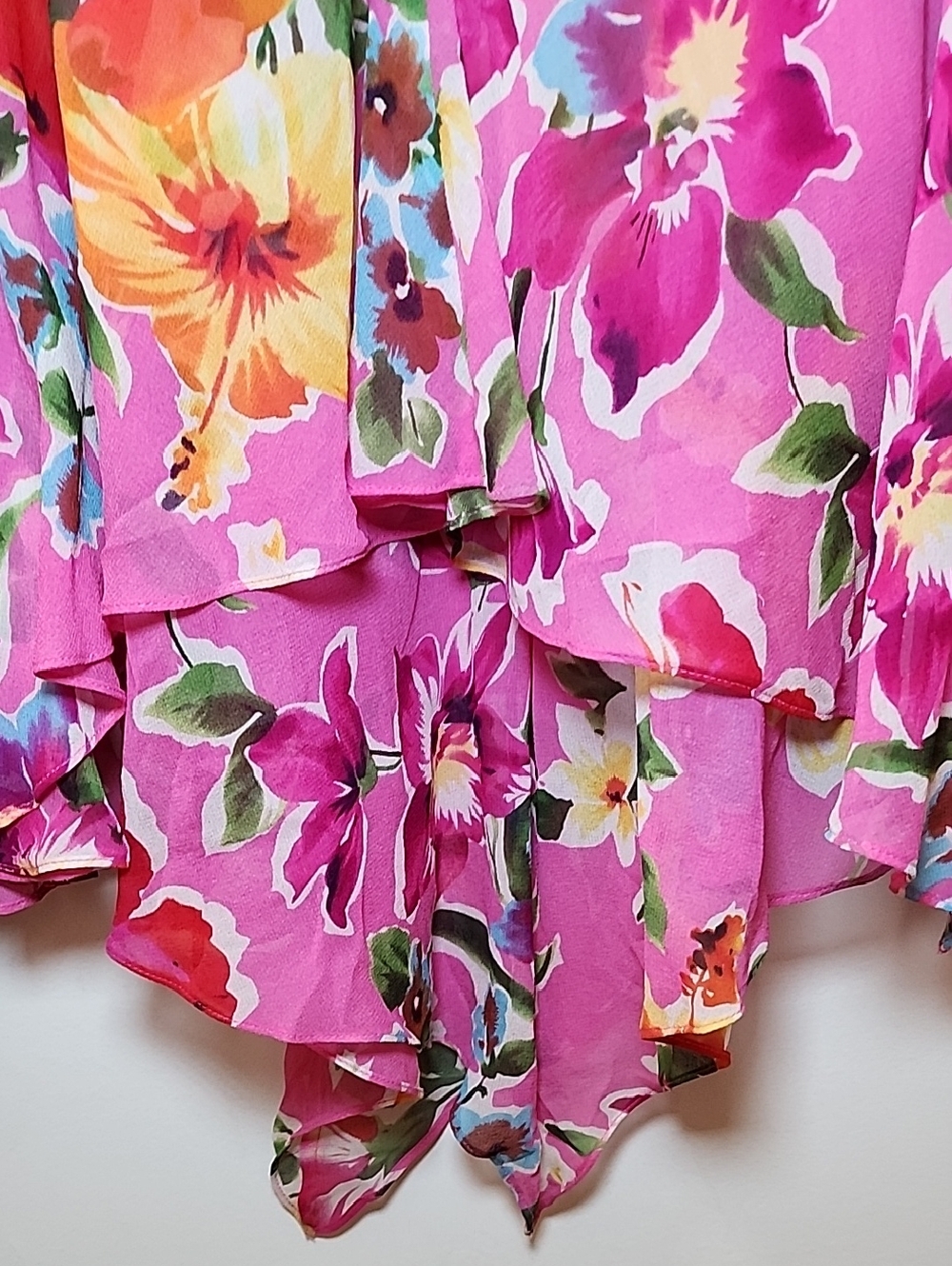 Lauren Ralph Lauren Women's Pink Floral Asymmetrical Handkerchief Hem Skirt 14P - Picture 14 of 16